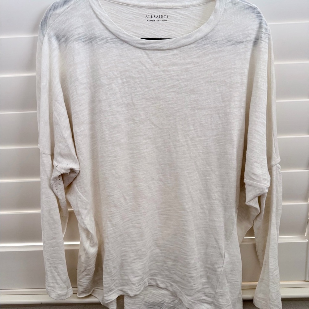 All Saints Cream Textured Long Sleeve